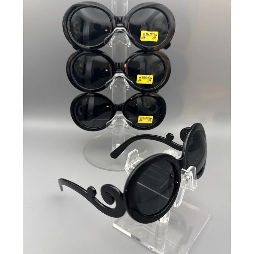 4 pair KIDS SIZE OVERSIZED EXAGGERATED SUNGLASSES Funky Round Black Frames-Party